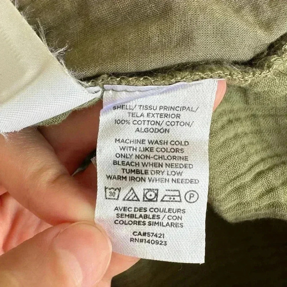 Lou & Grey Sage Green Linen Inspired Tapered Pants, Green Joggers, Size Small - Picture 13 of 16